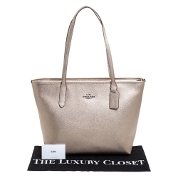 Coach Rose Platinum Leather Avenue Tote