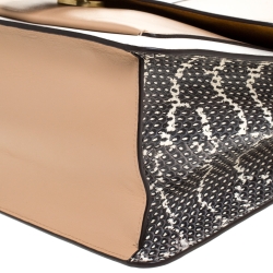 Pre Owned Coach Tricolor Leather and Python Effect Tabby Shoulder Bag 