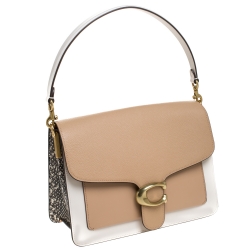 Pre Owned Coach Tricolor Leather and Python Effect Tabby Shoulder Bag 