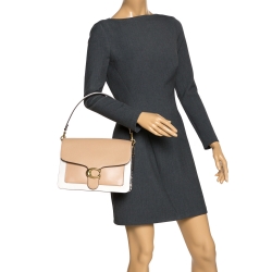 Pre Owned Coach Tricolor Leather and Python Effect Tabby Shoulder Bag 