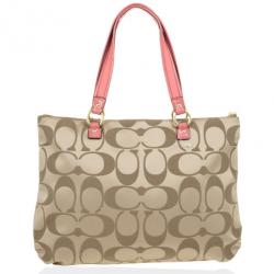 Pre Owned Coach Daisy Signature Coral Tote