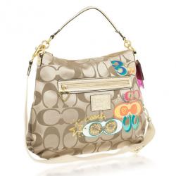 Coach Khaki Daisy Poppy C Applique Hobo