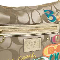 Coach Khaki Daisy Poppy C Applique Hobo