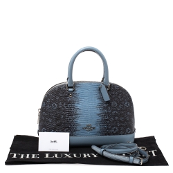Coach Blue/Black Lizard Embossed Leather Mini Sierra Satchel