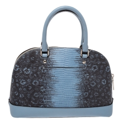 Coach Blue/Black Lizard Embossed Leather Mini Sierra Satchel