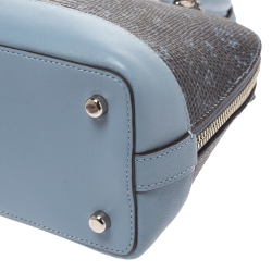 Coach Blue/Black Lizard Embossed Leather Mini Sierra Satchel