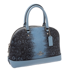 Coach Blue/Black Lizard Embossed Leather Mini Sierra Satchel