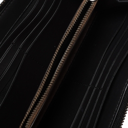 Pre Owned Coach Black Leather Accordion Zip Around Wallet