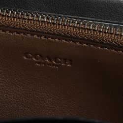 Pre Owned Coach Black Leather Accordion Zip Around Wallet