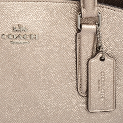 Pre Owned Coach Metallic Grained Leather Sage Carryall Satchel