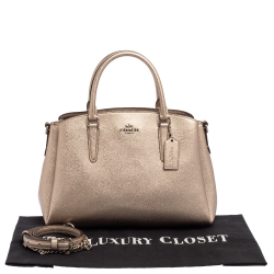 Pre Owned Coach Metallic Grained Leather Sage Carryall Satchel