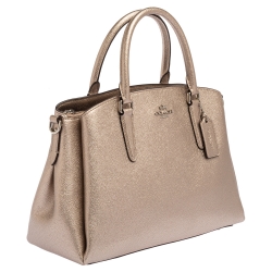 Pre Owned Coach Metallic Grained Leather Sage Carryall Satchel