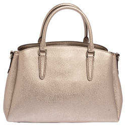 Pre Owned Coach Metallic Grained Leather Sage Carryall Satchel