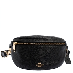 Pre Owned Coach Black Pebbled Leather Belt Bag