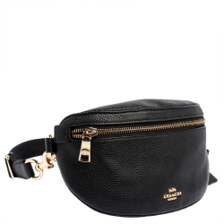 Pre Owned Coach Black Pebbled Leather Belt Bag