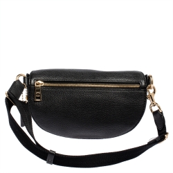 Pre Owned Coach Black Pebbled Leather Belt Bag