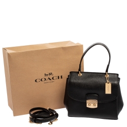 Pre Owned Coach Black Leather Avary Top Handle Bag