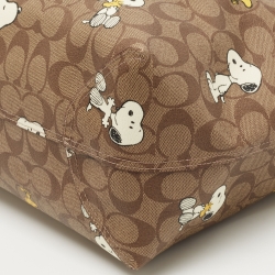 Pre Owned Coach Beige/Tan Snoopy Print Signature Coated Canvas and Leather City Shopper Tote