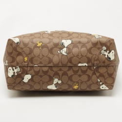 Pre Owned Coach Beige/Tan Snoopy Print Signature Coated Canvas and Leather City Shopper Tote