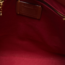 Pre Owned Coach Old Rose/Beige Signature Coated Canvas Cashin Chain Tote
