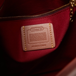 Pre Owned Coach Old Rose/Beige Signature Coated Canvas Cashin Chain Tote