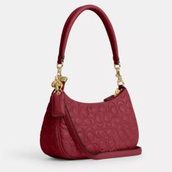 Coach Red Signature Leather Teri Shoulder Bag