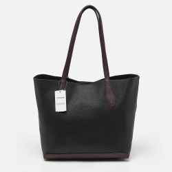 Pre Owned Coach Black/Burgundy Leather Kia Tote