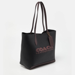 Pre Owned Coach Black/Burgundy Leather Kia Tote