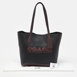 Pre Owned Coach Black/Burgundy Leather Kia Tote