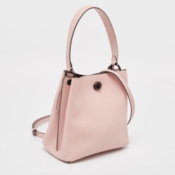 Pre Owned Coach Pink Leather Mollie 22 Bucket Bag
