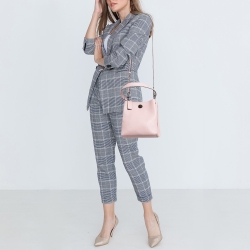 Pre Owned Coach Pink Leather Mollie 22 Bucket Bag