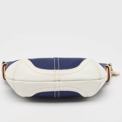 Pre Owned Coach Tri Color Leather and Fabric Shoulder Bag