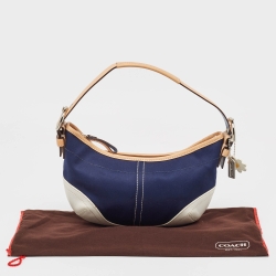 Pre Owned Coach Tri Color Leather and Fabric Shoulder Bag