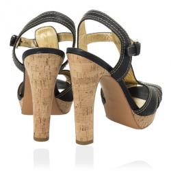 Coach Black Leather Bianca Platform Sandals Size 39.5
