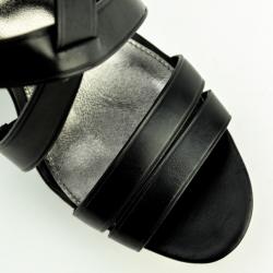 Coach Black Leather Macey Wedges Sandals Size 36.5