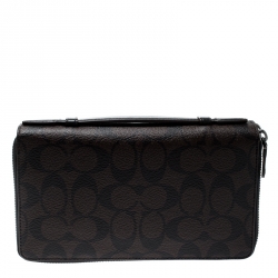 Coach Brown PVC Double Zip Travel Organizer