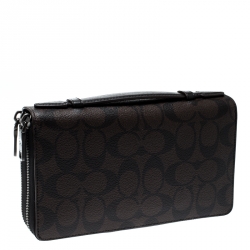 Coach Brown PVC Double Zip Travel Organizer