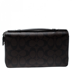 Coach Brown PVC Double Zip Travel Organizer