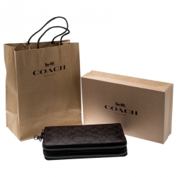 Coach Brown PVC Double Zip Travel Organizer