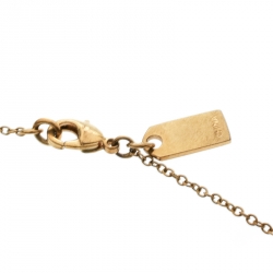 Coach Cut-out Logo Gold Tone Long Station Necklace