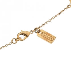 Coach Cut-out Logo Gold Tone Long Station Necklace