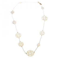 Coach Cut-out Logo Gold Tone Long Station Necklace