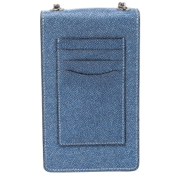 Pre Owned Coach Blue Leather Crossbody Phone Pouch