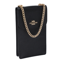 Coach Black Leather Crossbody Phone Pouch