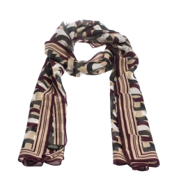 Coach Multicolor Interlocking Modern C Logo Print Silk Scarf 