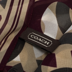 Coach Multicolor Interlocking Modern C Logo Print Silk Scarf 