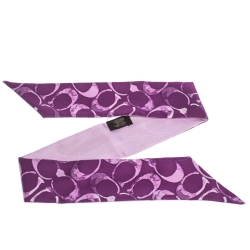Coach Purple Logo Printed Silk Bandeau Scarf