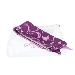 Coach Purple Logo Printed Silk Bandeau Scarf