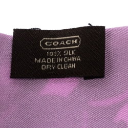 Coach Purple Logo Printed Silk Bandeau Scarf