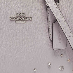 Pre Owned Coach Grey Leather Stardust Crystals Leah Tote